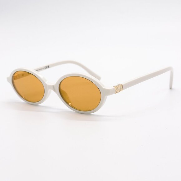 NEW MIU MIU SMU 04Z 14240D OVAL WHITE GOLD WOMEN SUNGLASSES MU04ZS 14240D - Picture 7 of 12